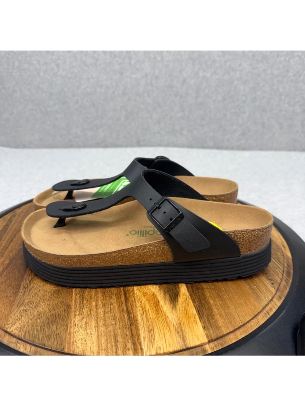 Birkenstock Papillio Black Thong Sandals with Cork Footbed sz 39